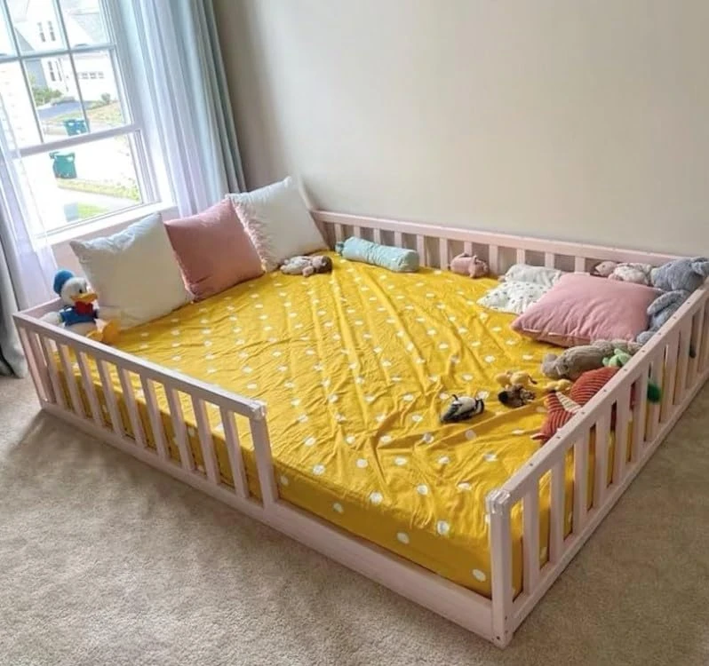 HOMEforDREAMS Kids Floor Bed H4D-25: Montessori Inspired Bed Frame to Promote Independence in Kids (Pink, 200 x 120 cm)