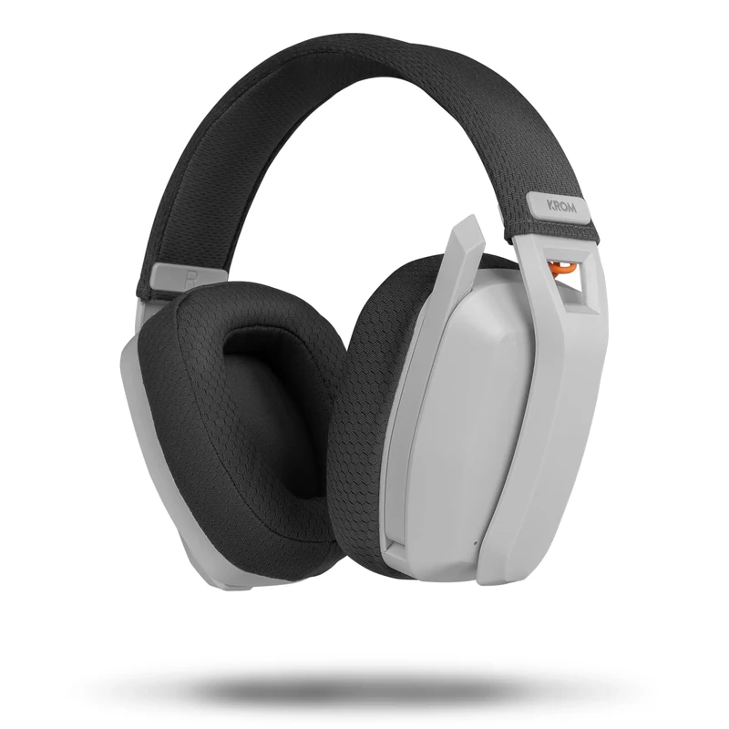 KROM KANJI - Wireless Headphones, Bluetooth 5.3, 2.4Ghz or USB Connection, 40mm Speakers, Built-in Volume Control and Microphone, Adjustable and Lightweight Headband, White - Image 1