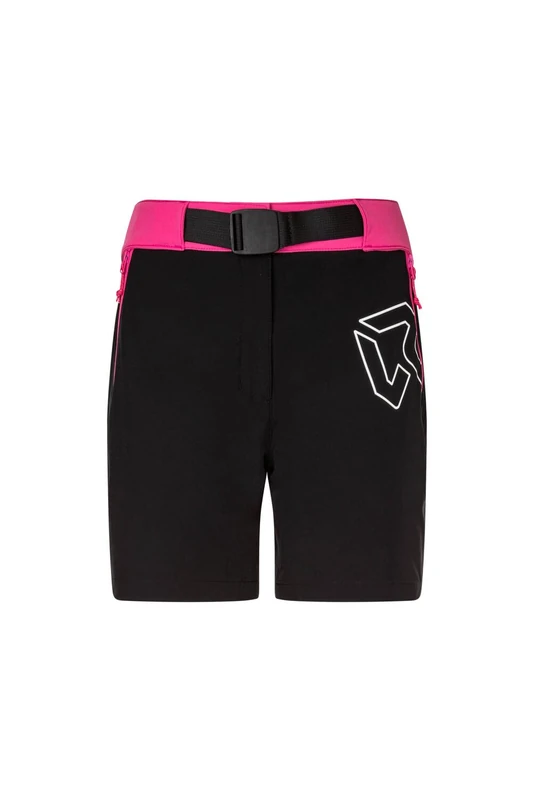 Rock Experience REWP03291-D058 Scarlet Runner Woman Shorts Men's Sports Trousers 0208 Caviar + 0821 Fandango Pink S, 0208 Caviar + 0821 Fandango Pink, S - Image 1