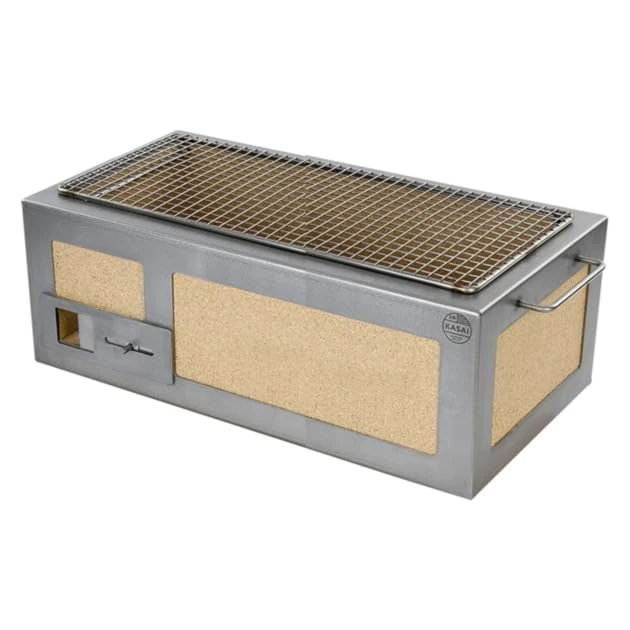 Kasai Japanese Grills, Medium Long Kasai Konro Grill with Stainless Steel Frame, British Made in Partnership with Tommy Banks, Medium Grill Size For 4-8 People