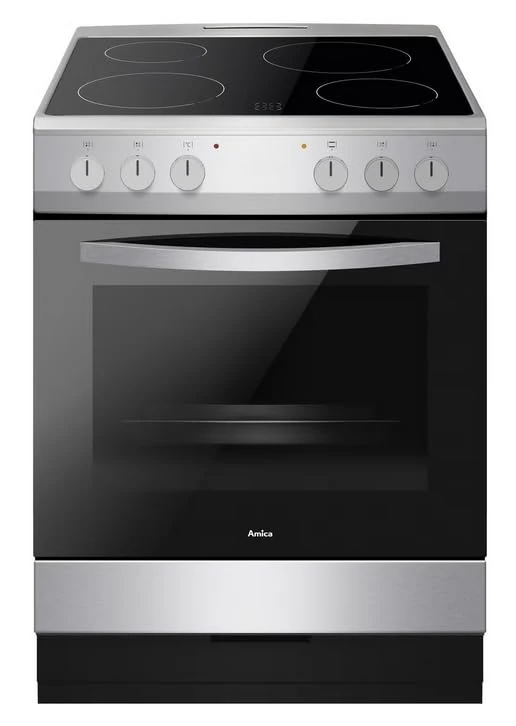 Amica AFC601SS 60cm Ceramic Electric Cooker with Single Oven, A Rated, 2 Year Warranty - Silver