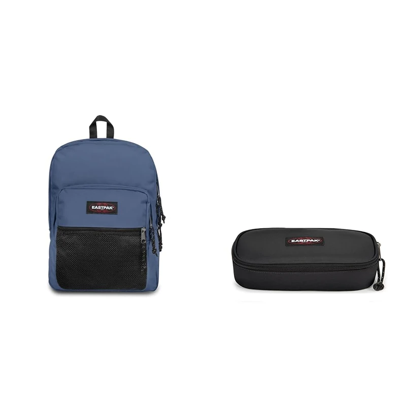 EASTPAK PINNACLE Backpack, 38 L - Powder Pilot (Blue) OVAL SINGLE Pencil Case, 5 x 22 x 9 cm - Black (Black)