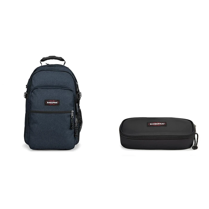 Eastpak TUTOR Backpack, 39 L - Triple Denim (Blue) OVAL SINGLE Pencil Case, 5 x 22 x 9 cm - Black (Black)