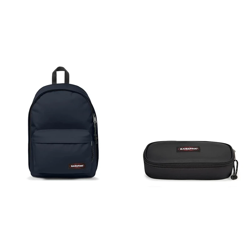 EASTPAK OUT OF OFFICE Backpack, 27 L - Ultra Marine (Blue) OVAL SINGLE Pencil Case, 5 x 22 x 9 cm - Black (Black)