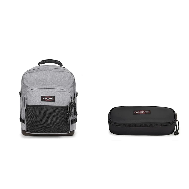 EASTPAK ULTIMATE Backpack, 42 L - Sunday Grey (Grey) OVAL SINGLE Pencil Case, 5 x 22 x 9 cm - Black (Black)