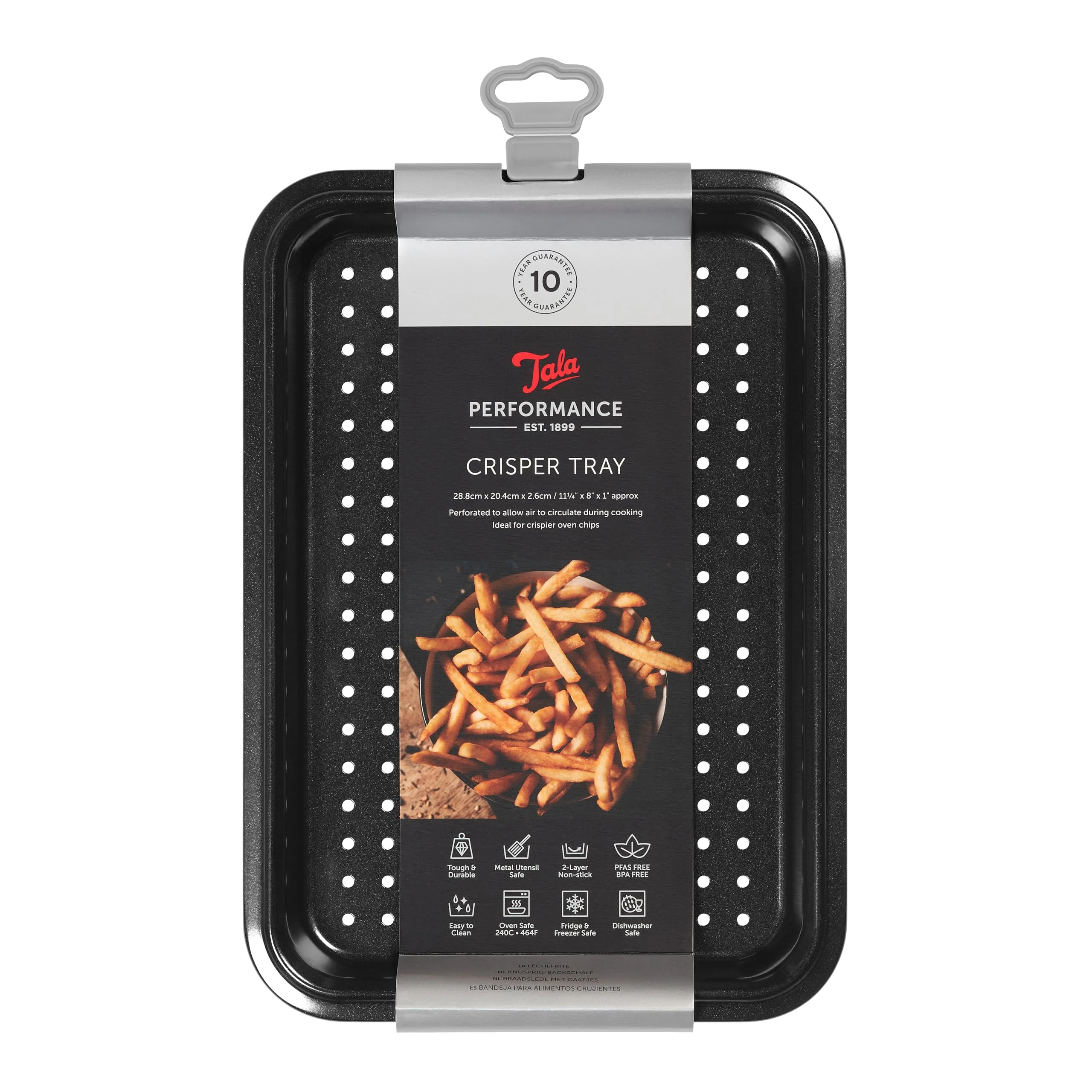 Tala Performance Crisper Baking Tray - Perforated, Non-Stick Professional Gauge Carbon Steel with Eclipse Non-Stick Coating Tray for Roasting, Baking, and Warming Small Portions 28 x 20 x 2.6cm
