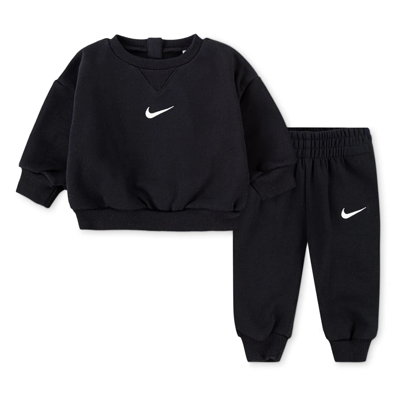 NIKE Baby Essential Fleece Crew Set, Black, 0/3 Months