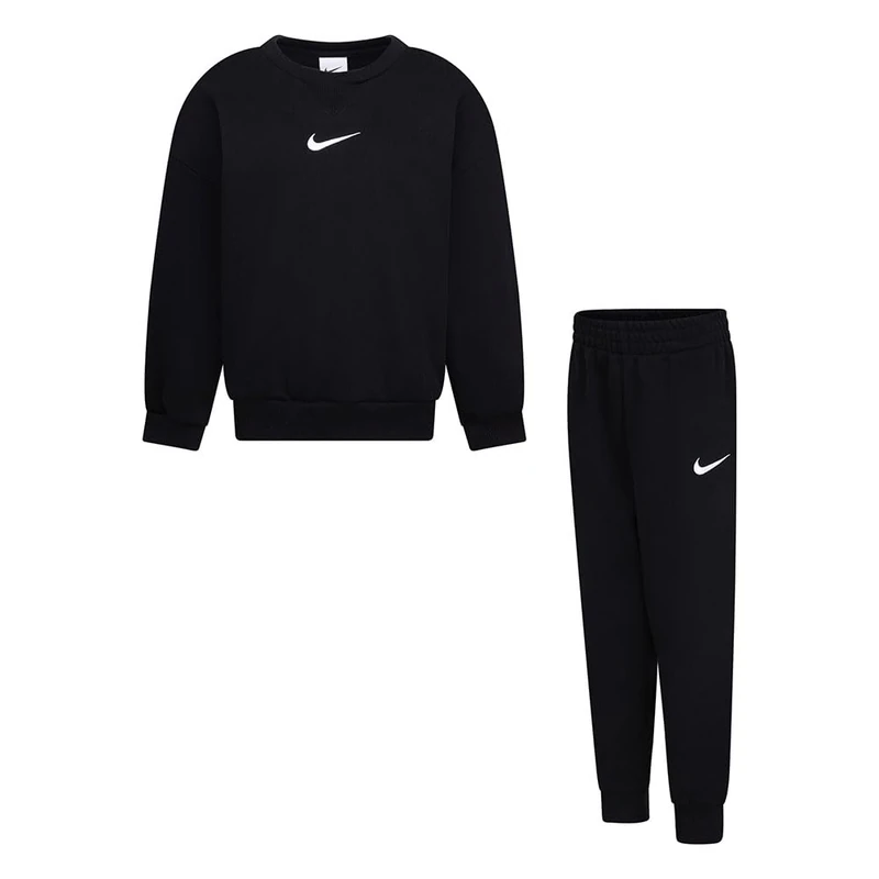 NIKE Baby Boys Essential Fleece Crew Set, Black, 12 Months EU