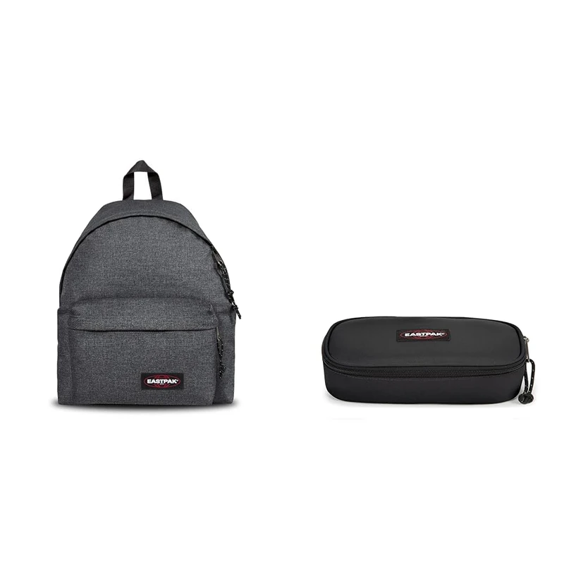 EASTPAK PADDED PAK'R Backpack, 24 L - Black Denim (Grey) OVAL SINGLE Pencil Case, 5 x 22 x 9 cm - Black (Black) - Image 1