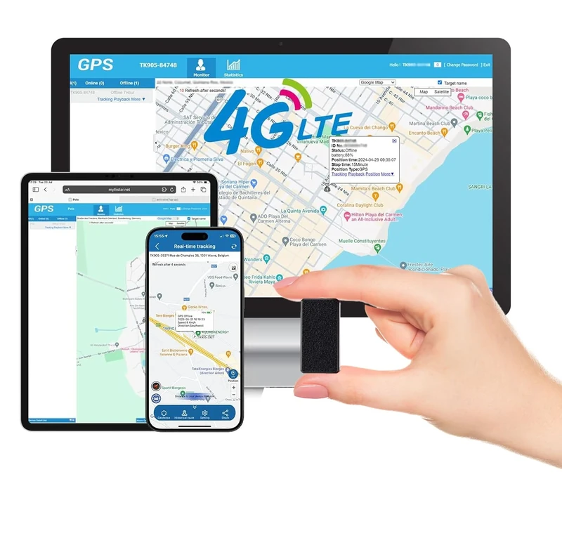 TKMARS 4G GPS, TK901 Mini GPS Tracker for Kids, Cats, Luggage, Magnetic Waterproof for Car, Motorbike, Realtime Tracking + Notification, SIM Included Tow Ways to Use Subscription or Not