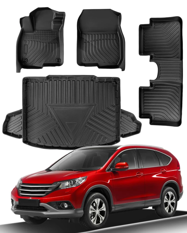 Liner Master® for Honda CRV 2017 2018 2019 2020 2021 Floor Mats & Cargo Liner(Not for Hybrid or Touring) All Weather TPE Carpet Fit for CRV Accessories with Front Rear Cargo Car Mats 4PCS Set Black