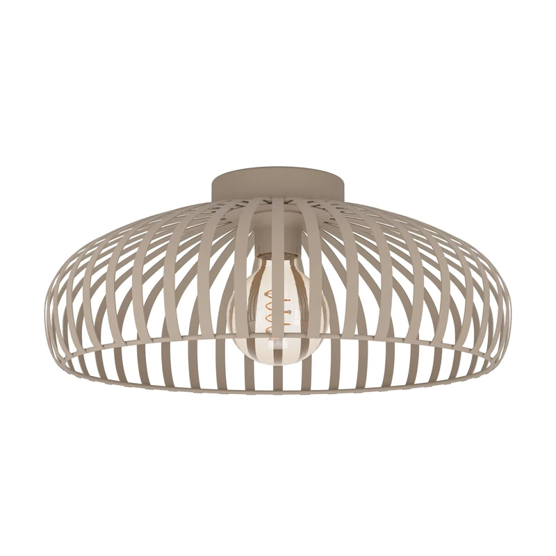 Eglo Ceiling Light Fixture Mogano 3, Flush Mount lamp for Living Room, Bedroom Lighting, Beige Metal E27 Socket, Ø 43 cm