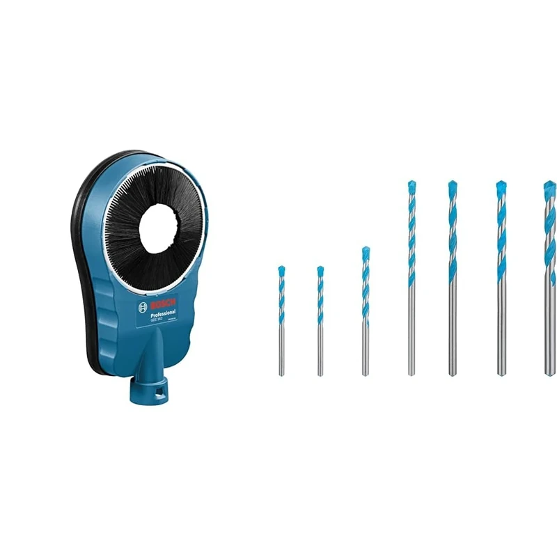 Bosch Professional GDE 162 dust Extraction System (All Drilling Tools with max. 162 mm Drilling Diameter) + 7 pc, Expert CYL - 9 Multi Construction Drill Bit Set (for Concrete, 5-10 mm, Accessories)