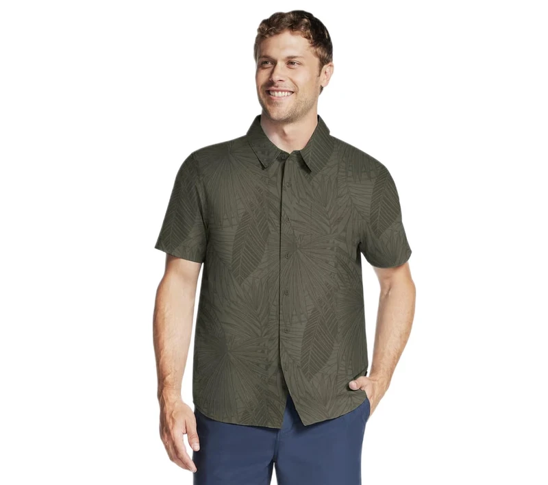 Skechers Men's The Go Walk Air Printed Short Sleeve Shirt Olive L