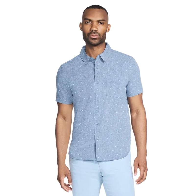 Skechers Men's The Go Walk Air Printed Short Sleeve Shirt Blue L