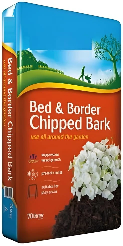 Indigo® Garden Bed & Border Chipped Bark – 70L Bag – Premium Mulch for Landscaping & Gardening – Weed Suppressant, Moisture Retention, Decorative Finish