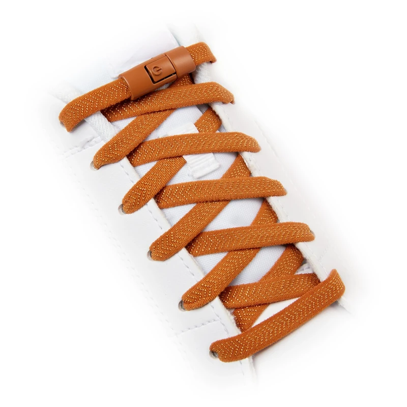 TEEZY No Tie Shoe Laces for Trainers | Premium Elastic Weave & Quick Lock Buckle | Flat Shoe Laces For Adults & Kids | Elastic Shoelaces Black White Laces No Tie | ACCELERATOR (Brown)