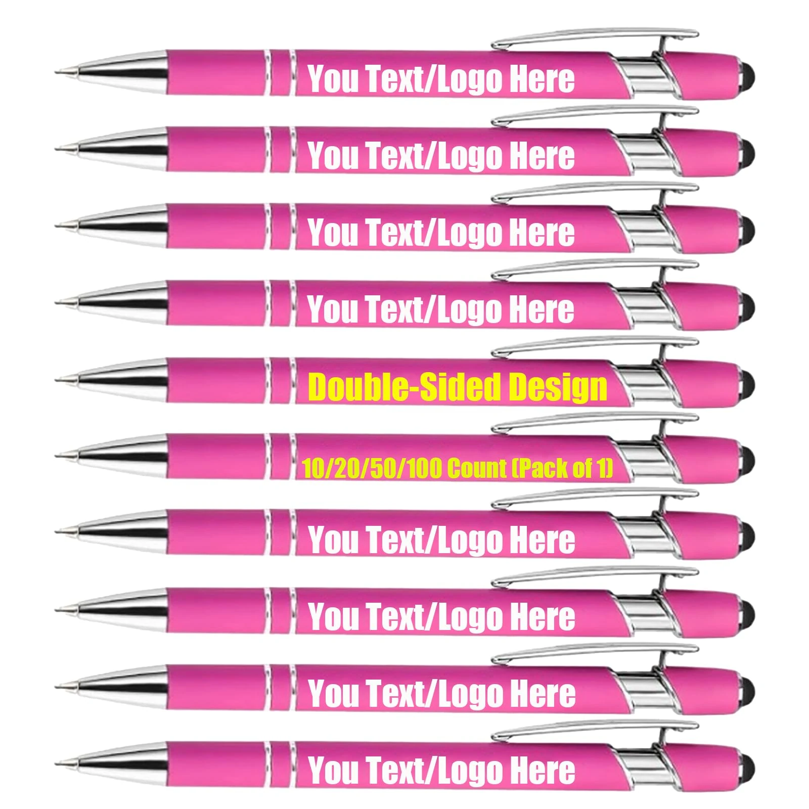 10/20/50/100pcs Personalised Pens for Office Stylus Pen Engraved Pen with Name Message - Ball Point Pens Multipack - Handwriting Pens for Business Conferences And Exhibitions (Hot Pink, 100PCS)
