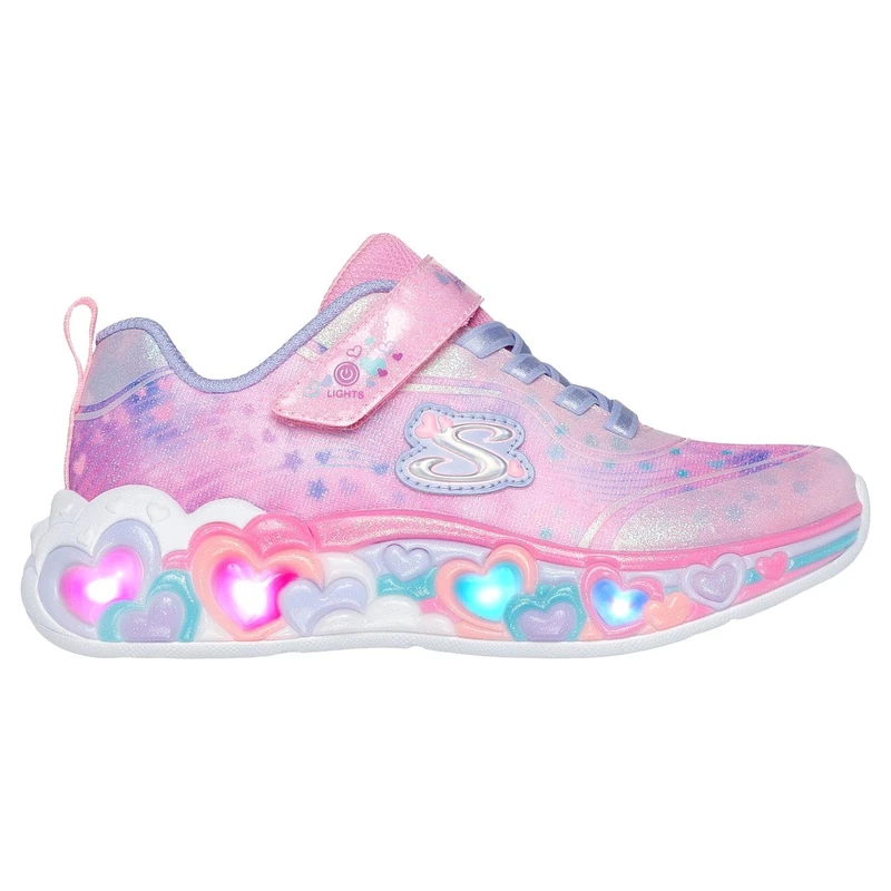 Skechers Baby Girl's Eternal Heart Lights Casual Shoes, Light Pink Sparkle Mesh/Multi Trim, 6 UK