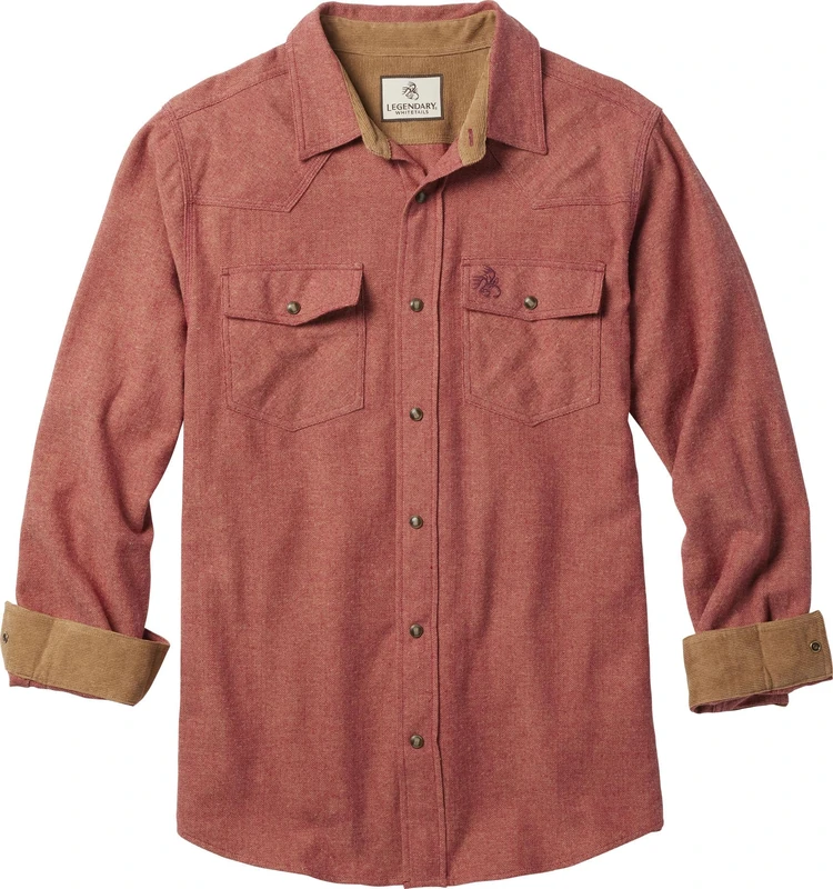 Legendary Whitetails Men's Shotgun Western Flannel Shirt, Rusty Red Spur, XXL