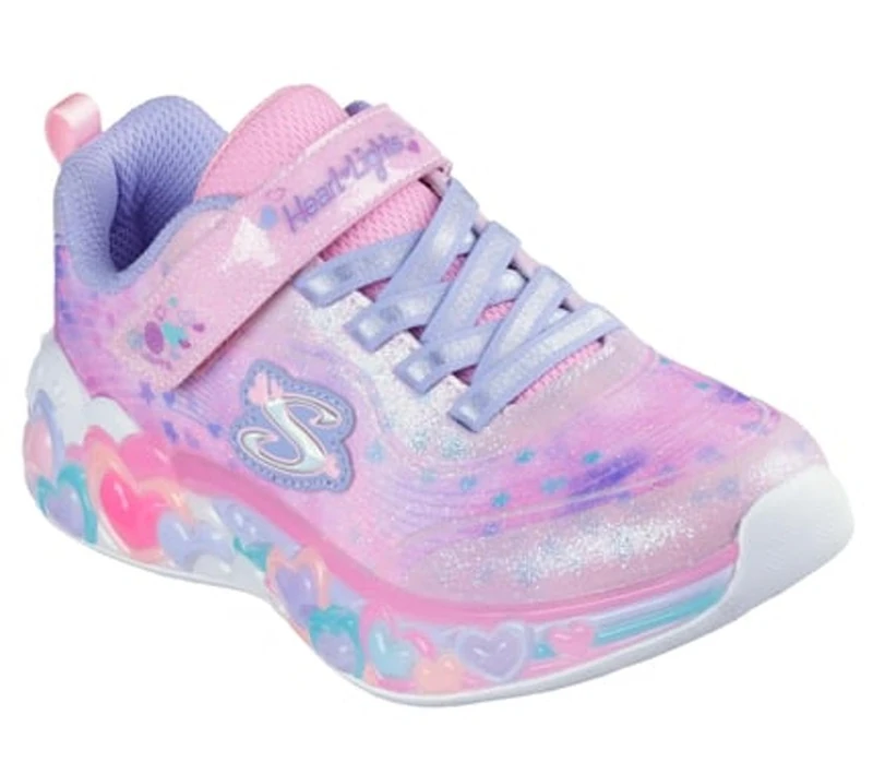 Skechers Girl's Eternal Heart Lights Sneakers, Light Pink Sparkle Mesh/Multi Trim, 2.5 UK Child
