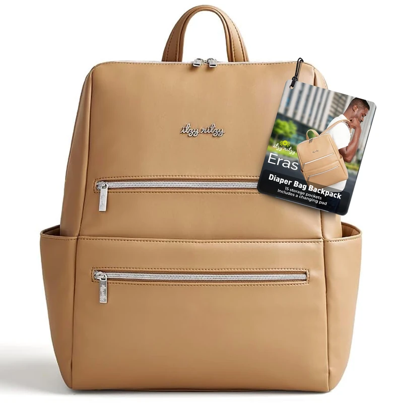 Itzy Ritzy Eras Diaper Bag Backpack - Chai Vegan Leather