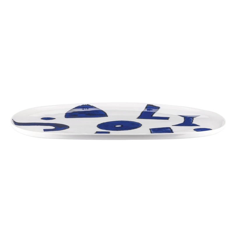 Alessi Itsumo - Yunoki Ware NF08/22 36 - Designer Oval Serving Plate, Everyday Use, Minimalist Aesthetic, in White Porcelain with Samiro Yunoki Decor - Image 1
