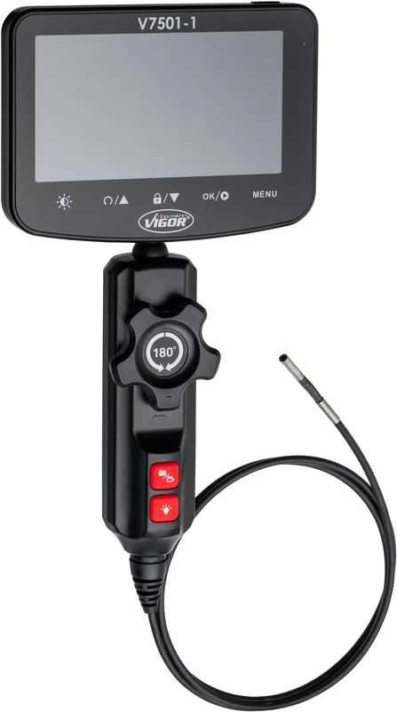 ViGOR Video Endoscope V7501-39, Error Documentation with 3.9 mm Probe, 1000 mm Length, IP67 Protection Class, 1280 x 720 Pixel Camera, 6 Dimmable LEDs, 5 Inch Display, USB Charging Cable incl.