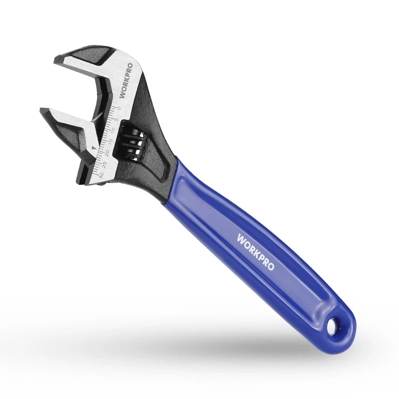 WORKPRO 200mm Wide Mouth Adjustable Wrench, Metric Adjustable Spanner with Bi-Material Soft Grip