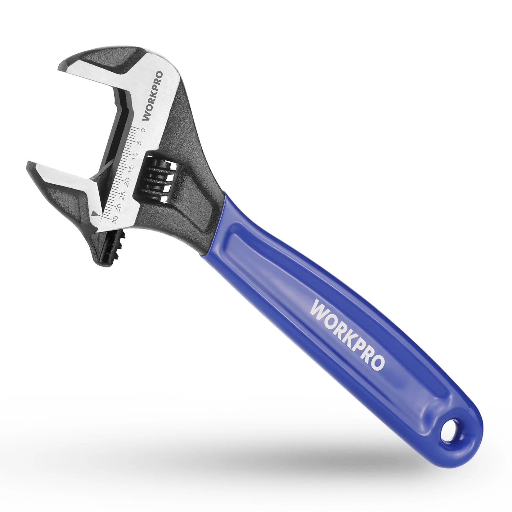 WORKPRO Wide Mouth Adjustable Wrench, 250mm Metric Adjustable Spanner with Bi-Material Soft Grip