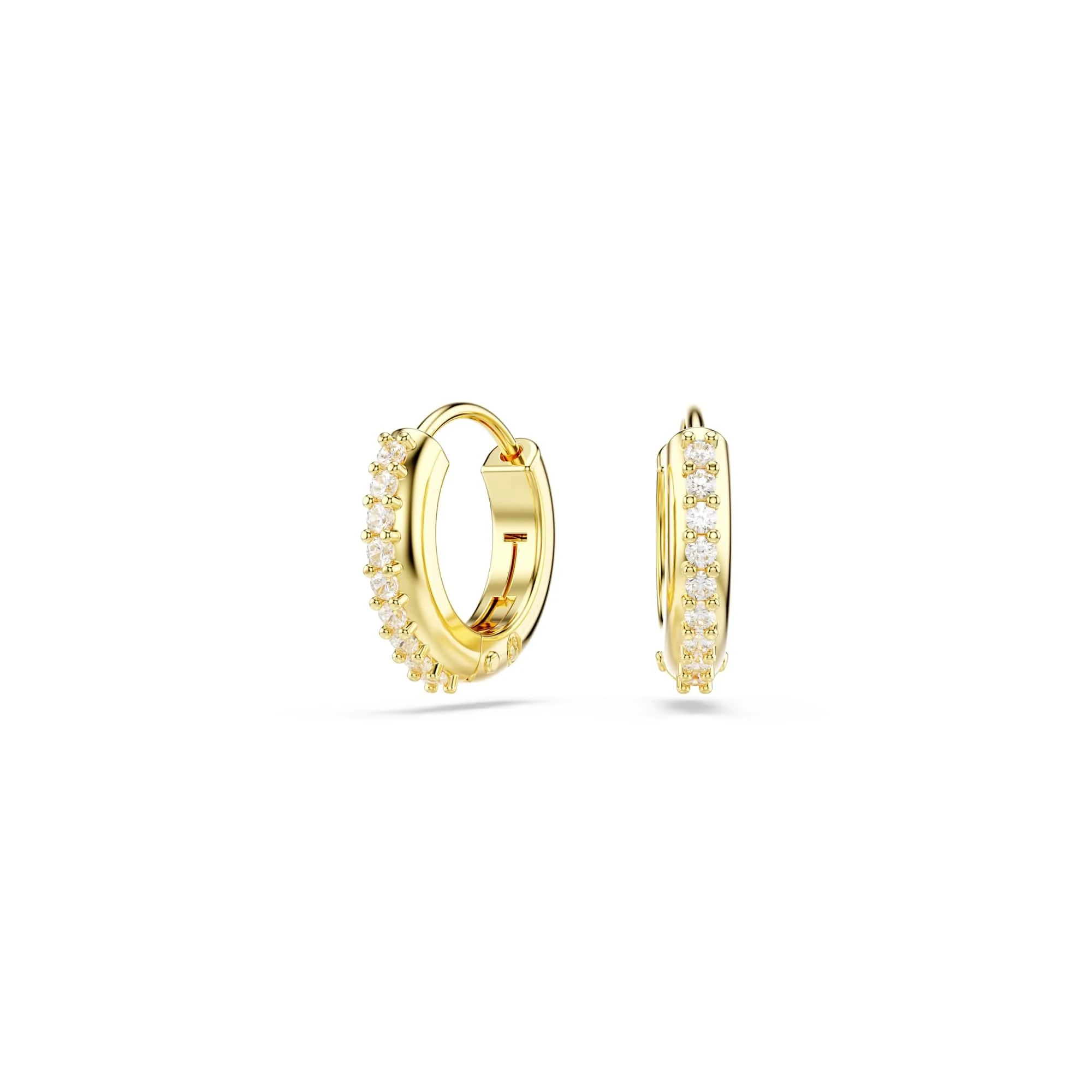 Swarovski Matrix Hoop Earrings, Clear Round Cut Crystals in a Gold-Tone Finished Setting, Part of the Swarovski Matrix Collection
