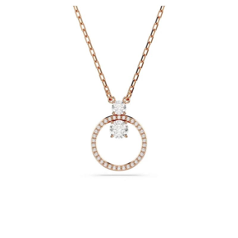 Swarovski Constella pendant, Round cut, White, Rose gold-tone plated