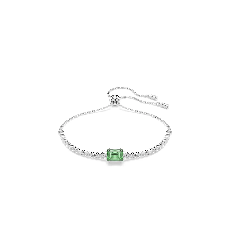 Swarovski Matrix Tennis bracelet, Mixed cuts, Green, Rhodium plated