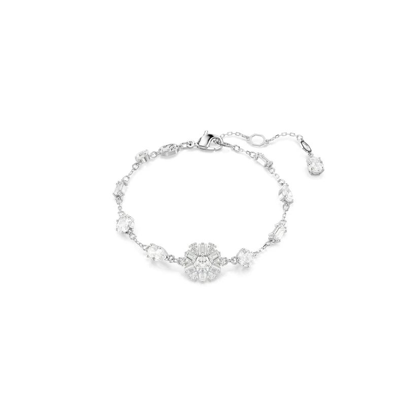 Swarovski Idyllia Bracelet, Snowflake Motif with Clear Mixed-Cut Crystals in a Rhodium-Finished Setting, Part of the Idyllia Collection - Image 1
