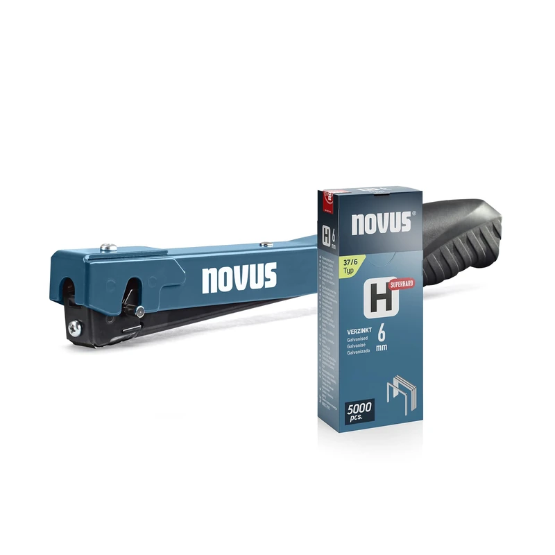 Novus Tools J-022 5000 Pieces Lightweight Heavy Duty Solid Metal Stapler Staples with Soft Handle and Quick Charge System for Type 37 Fine Wire Staplers 4-6mm