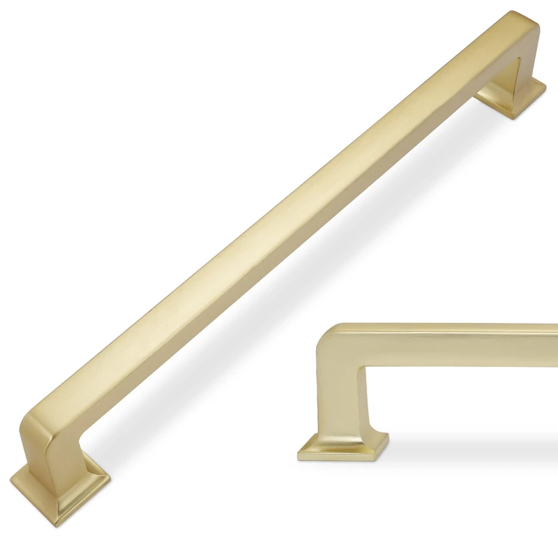 POVEFONK 10 Pack 7 inch(177mm) Brushed Brass Cabinet Handles - Gold Drawer Pulls for Kitchen & Dresser