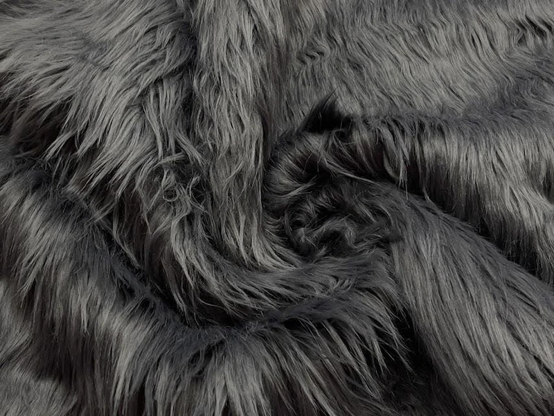 Super Luxury Faux Fur Fabric Material Long Dark Grey 1MTR