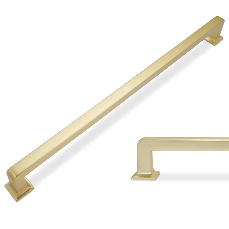 POVEFONK 6 Pack 12-3/5 inch(320mm) Brushed Brass Cabinet Handles and Pulls - Gold Drawer Pulls and Hardware for Kitchen and Dresser