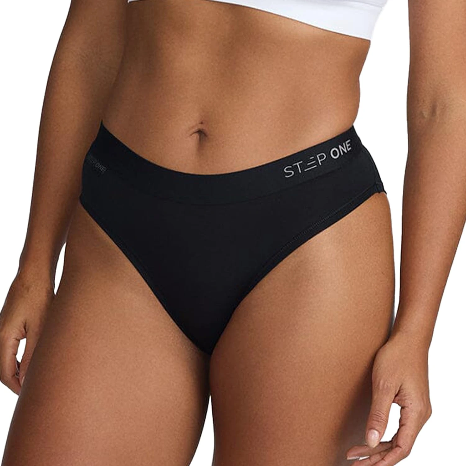 STEP ONE Bikini Brief Womens Underwear, 1 Pair, Underwear for Sensitive Skin, Moisture-Wicking Womens Bikini Briefs. Fabric Made from Organic Bamboo Black XL