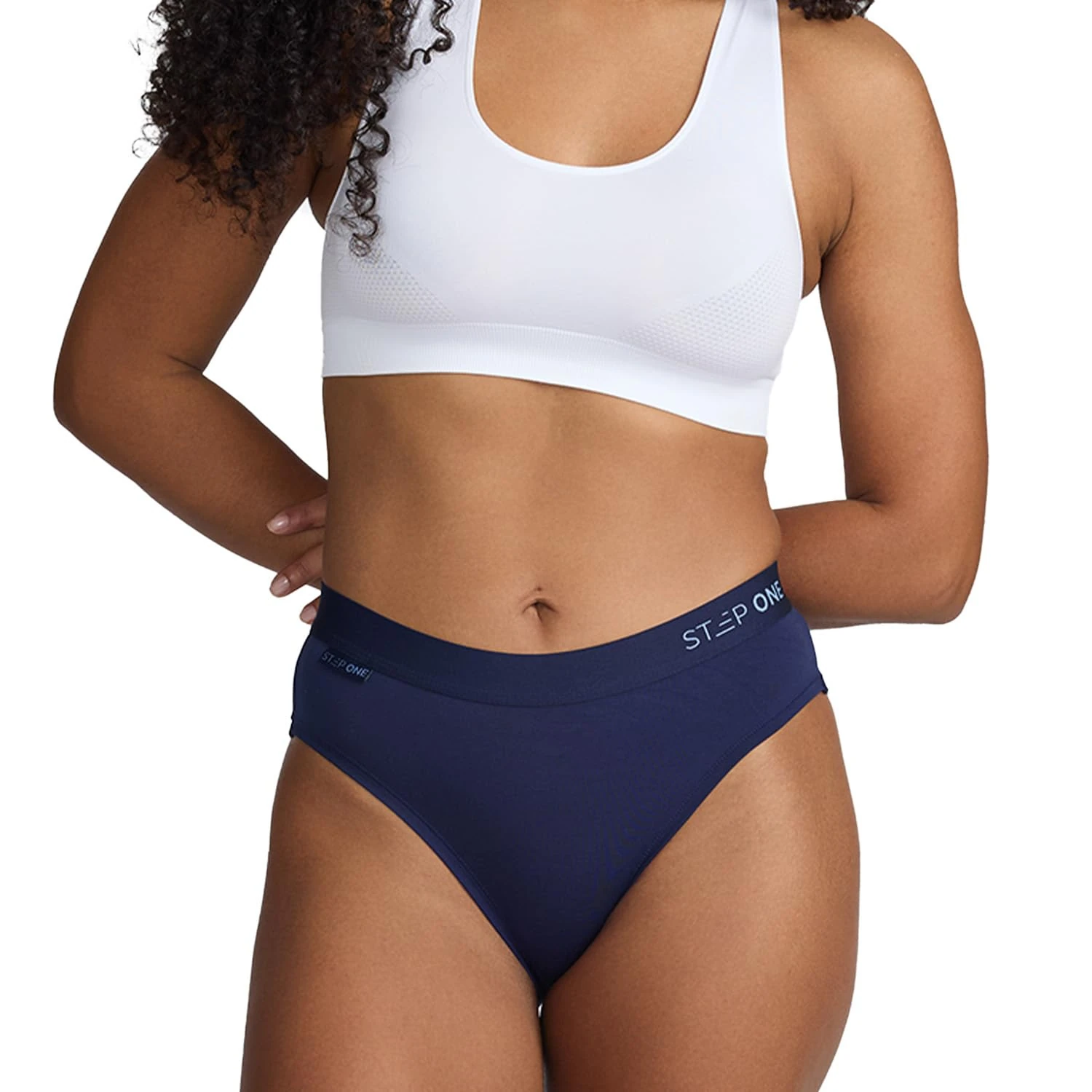 STEP ONE Bikini Brief Womens Underwear, 1 Pair, Underwear for Sensitive Skin, Moisture-Wicking Womens Bikini Briefs. Fabric Made from Organic Bamboo Navy M