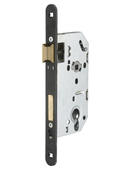 THIRARD 00102115 Serrure FTH SE 50 Recessed Lock Case with Key Turn Reminder, Axle 50 mm, Axis 70 mm, Square 7 mm, Matt Black Headrest with Round Ends, Chrome-Plated