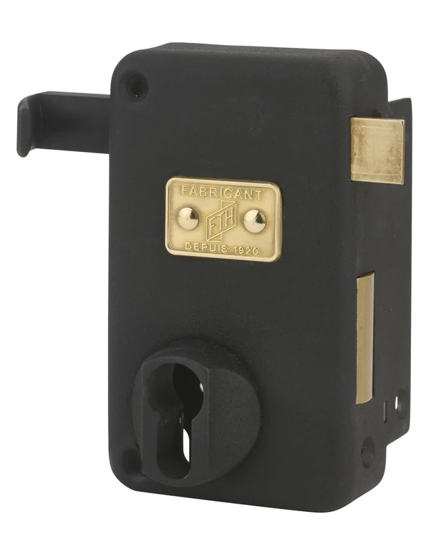THIRARD 00052116 Serrure Vertical Lock Box FTH AH45, Cylinder Hole, Right Opening, Trunk 75x130mm, axis 70mm, Square 7mm, Chest and Draw matt Black, Brass Bolts, 75x130 mm