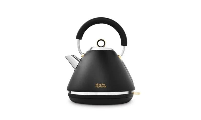 Morphy Richards Accents Pyramid Kettle, Soft Gold Collection, 1.5L, 3KW Rapid Boil, Removable Filter, 360 Cordless Base, Easy View Water Window, Matte Black, 102047