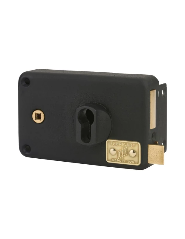 THIRARD 00032116 Serrure Horizontal Lock FTH AH70, Cylinder Hole, Right Opening, Chest 140x88mm, axis 55mm, Centre spacing 60mm, Square 7mm, Box Black matt, Brass Bolts, 140x88 mm