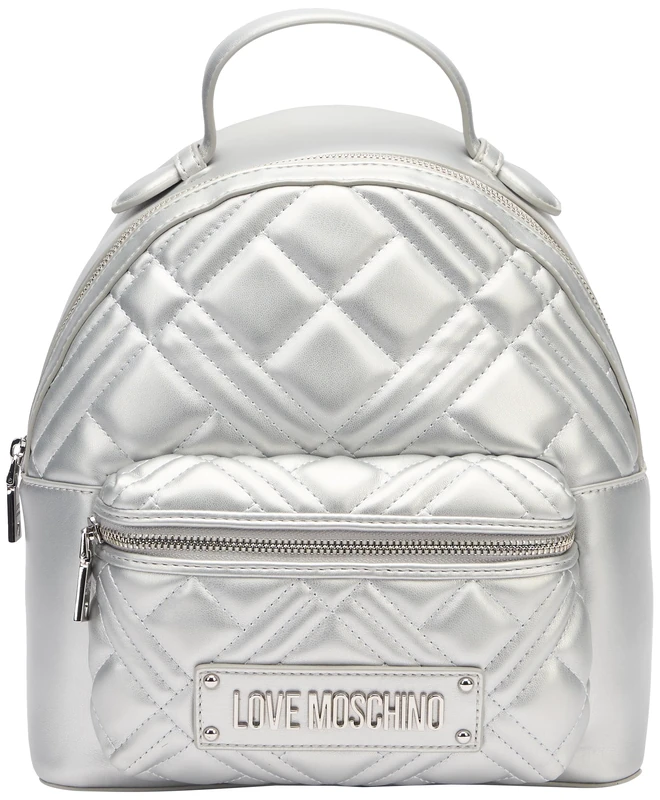 Love Moschino Women Jc4148pp1mla196b Silver Quilted Backpack