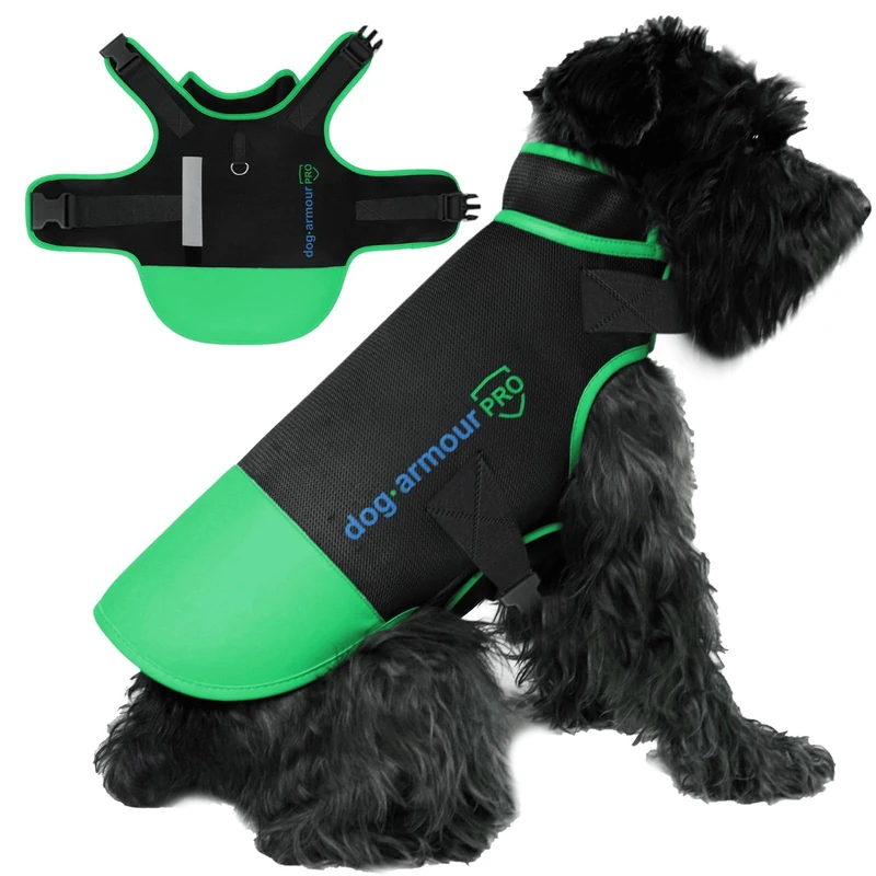 Dog Armour PRO – Reflective Adjustable Dog Vest – Choke Free, Waterproof (XXS, Green)