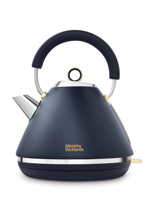 Morphy Richards Accents Pyramid Kettle, Soft Gold Collection, 1.5L, 3KW Rapid Boil, Removable Filter, 360 Cordless Base, Easy View Water Window, Navy, 102045