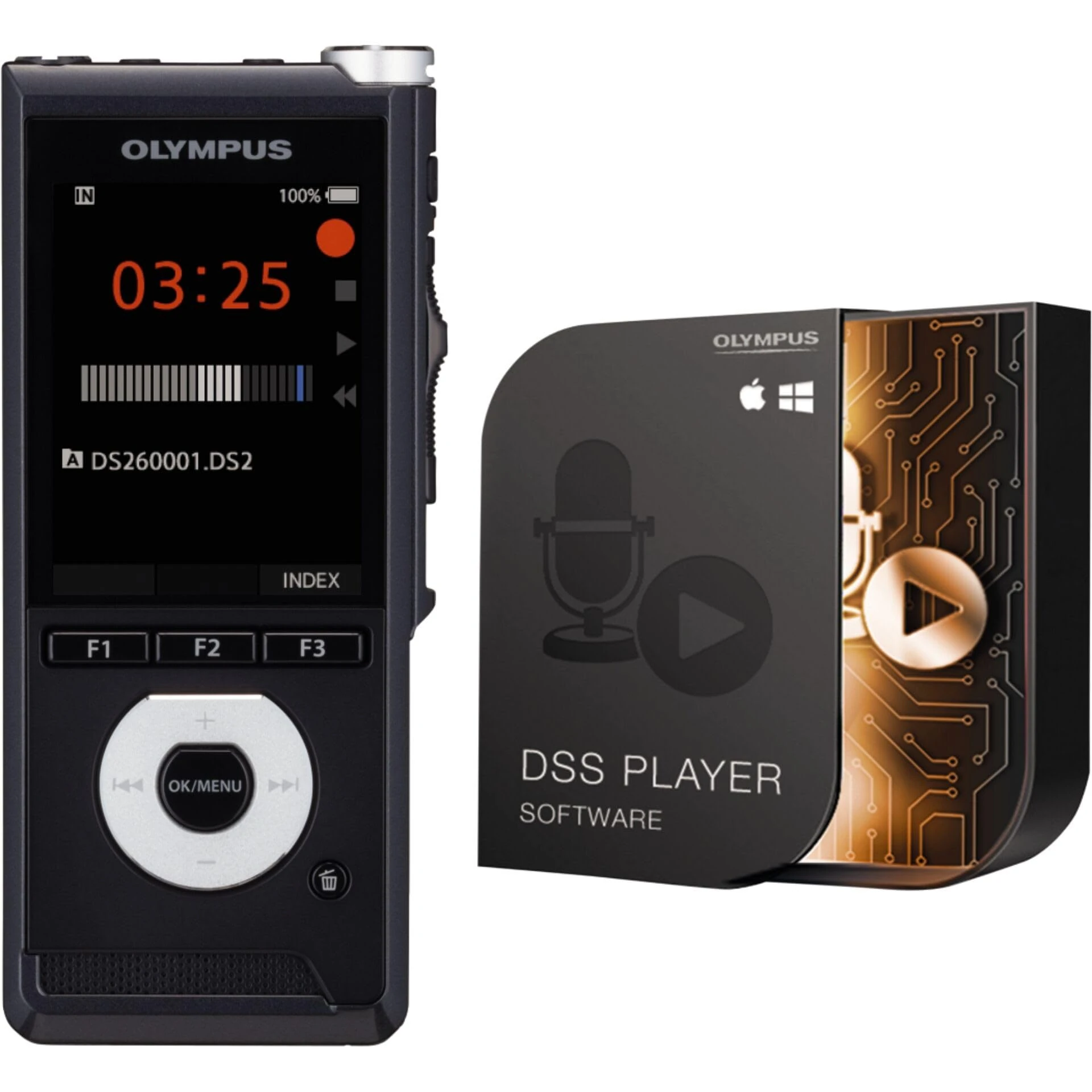 OM SYSTEM DS-2700 Professional Digital Voice Recorder – Stereo Microphones, 2GB Internal Memory, SD Expansion, Long Battery Life, DSS MP3 WAV WMA Recording, ODMS R8 Dictation Software Included