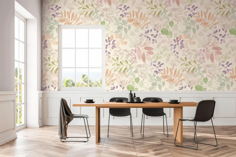 A.S. Création Flower Wallpaper in Cream, Green, Purple, Brown, Pink - High-Quality Non-Woven Wallpaper Floral 396931 - Design Wallpaper Painted to 10.05 m x 0.53 m - Made in Germany