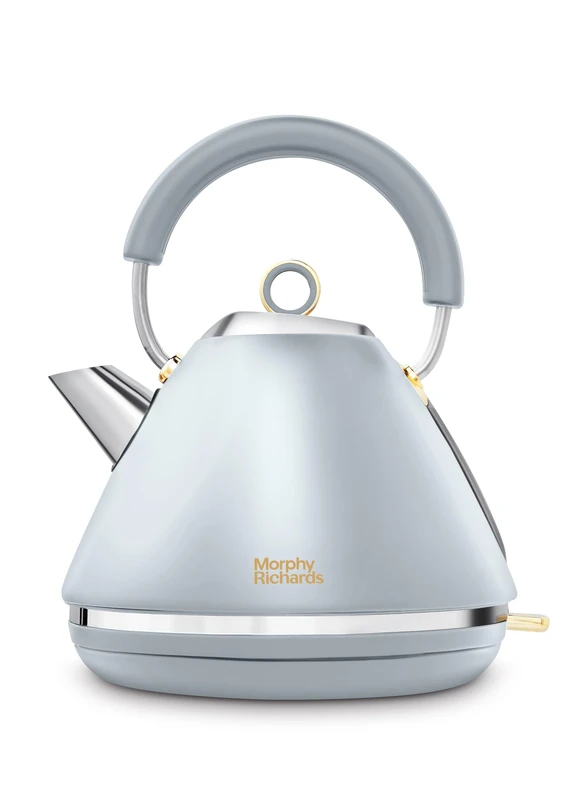 Morphy Richards Accents Pyramid Kettle, Soft Gold Collection, 1.5L, 3KW Rapid Boil, Removable Filter, 360 Cordless Base, Easy View Water Window, Ocean Grey, 102046